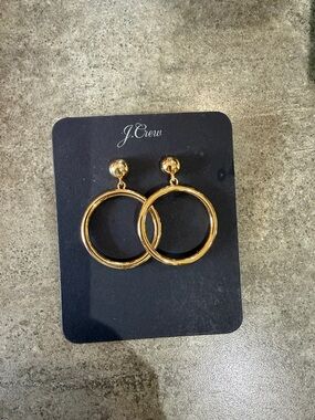 J. Crew Gold Double Hoop Drop Earrings
